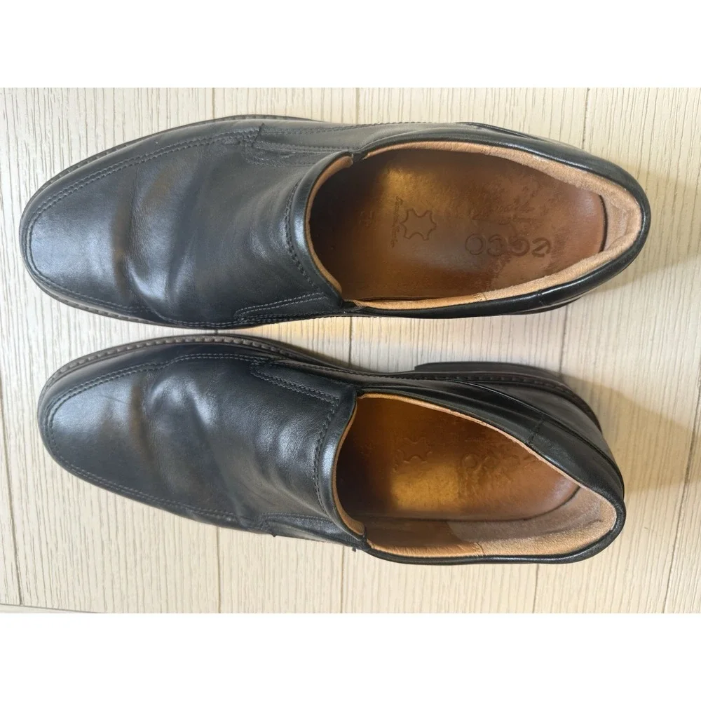 Ecco Shock Point‎ Men's Black Leather Slip On Loafer Shoes Size 8